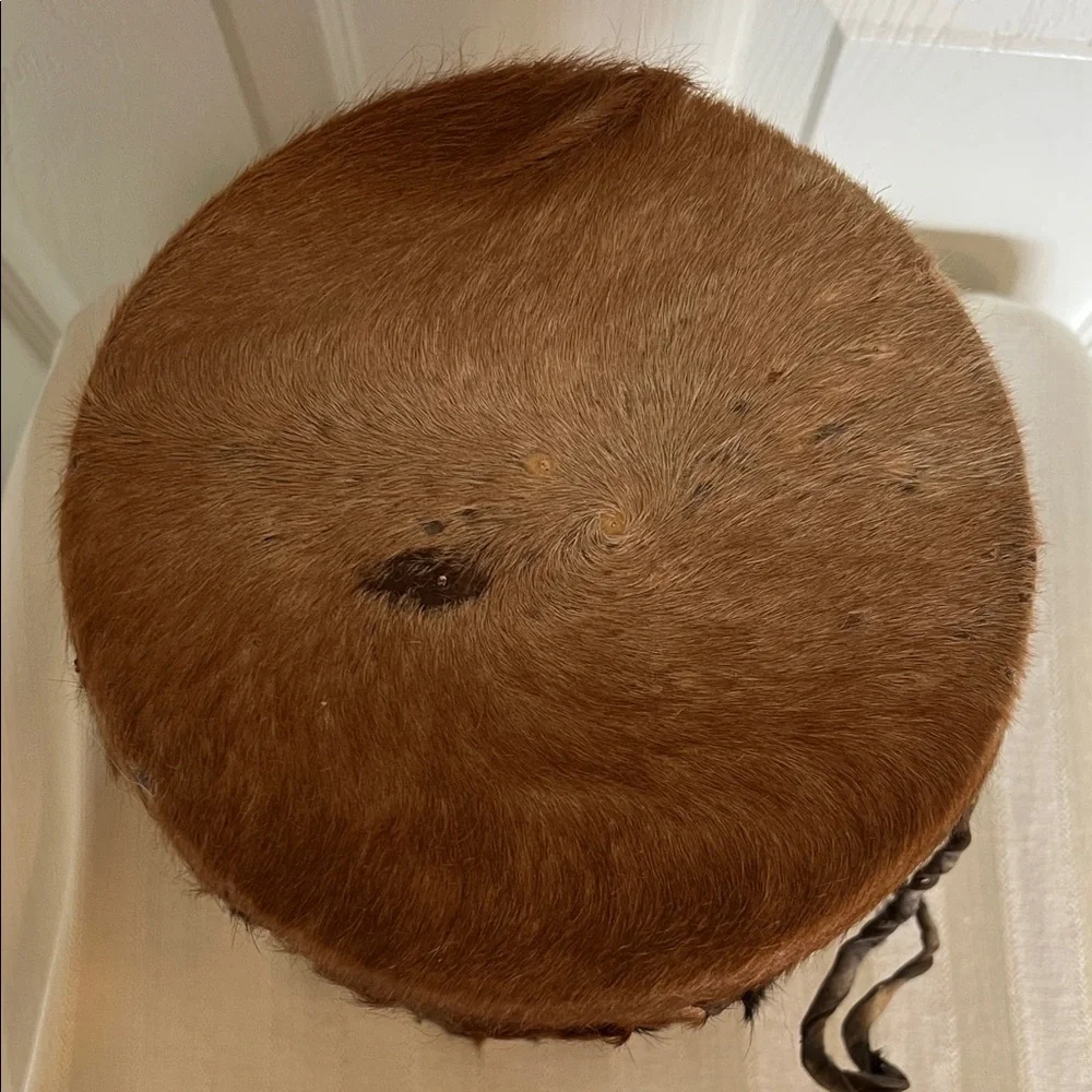 Leather & Fur Brown and Tan Drum•Hand Made in South Africa - Picture 4 of 6
